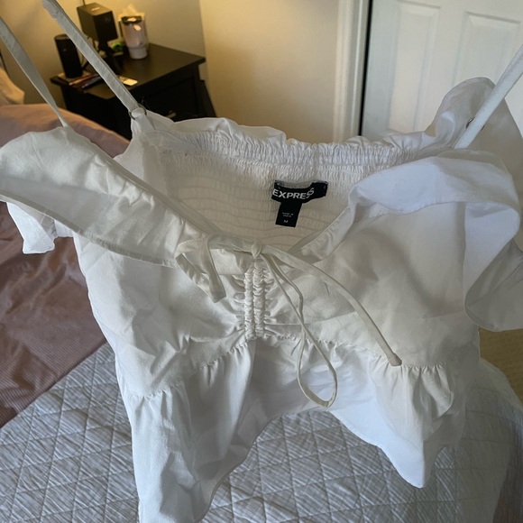 Express White Ruffle Strap Top - Picture 3 of 5